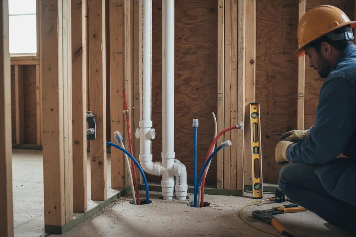 Drain and supply rough-in during Leak Detection in Pixley