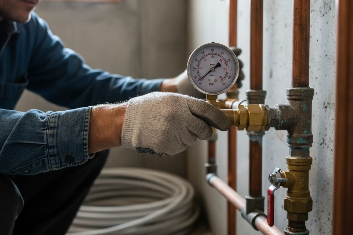 Pressure testing a repaired line during Water Line Repair in Pixley